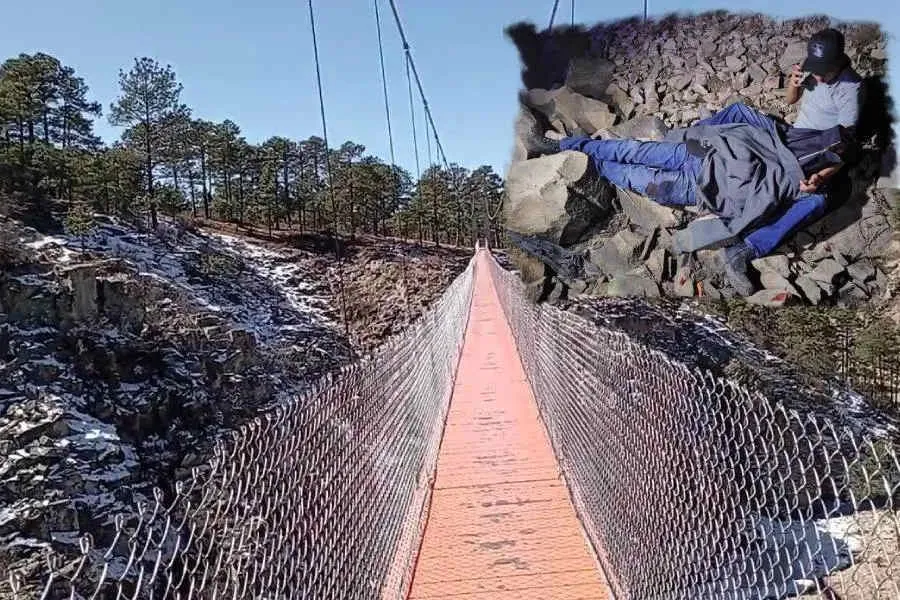 CAEN DOS JOVENES PUENTE COLGANTE SAN JUANITO