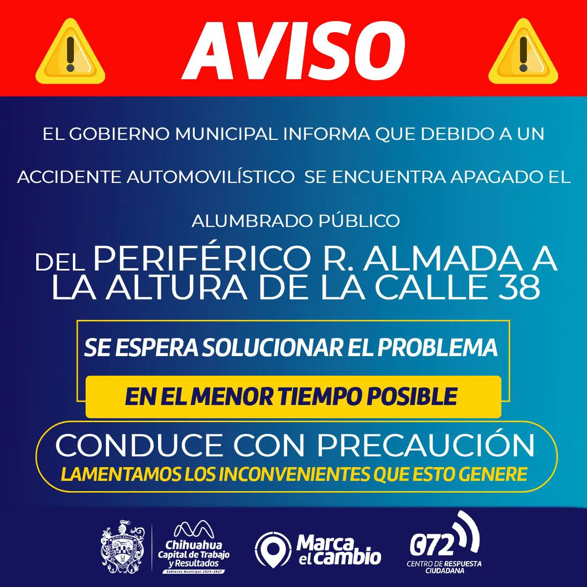 AVISO POR ACCIDENTE VIAL