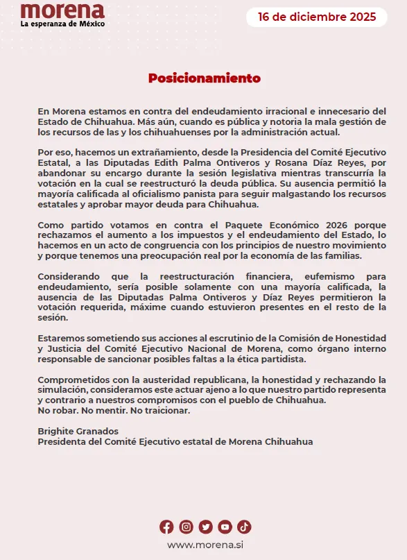 POSICIONAMIENTO MORENA