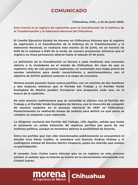 COMUNICADO MORENA REGISTROS